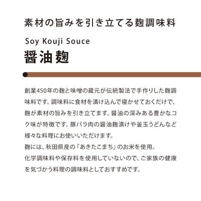 Soy sauce koji that brings out the flavor of the ingredients